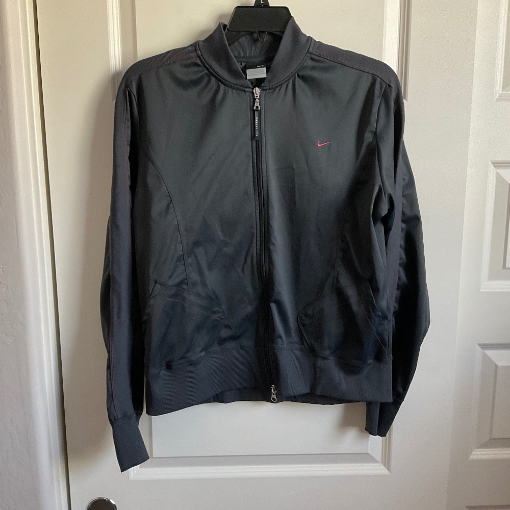 Nike Grey Full Zip Jacket with Rhinestone Swoosh - Size XL